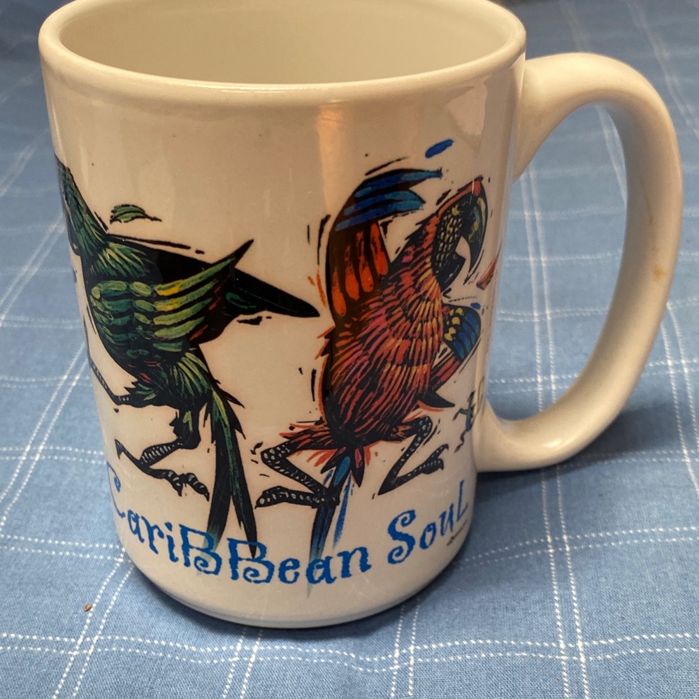White Ceramic “Caribbean Soul” Coffee Mug By Cuppa. 14 oz.